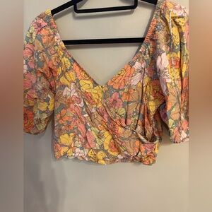 O'Neill Multicolor Floral Wrap Blouse